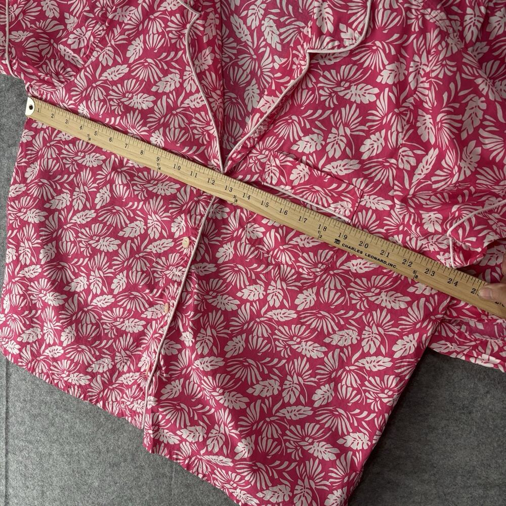 J Crew Pajama Short Set Womens XXL Pink Foliage Pocket Drawstring Lightweight - Picture 10 of 10